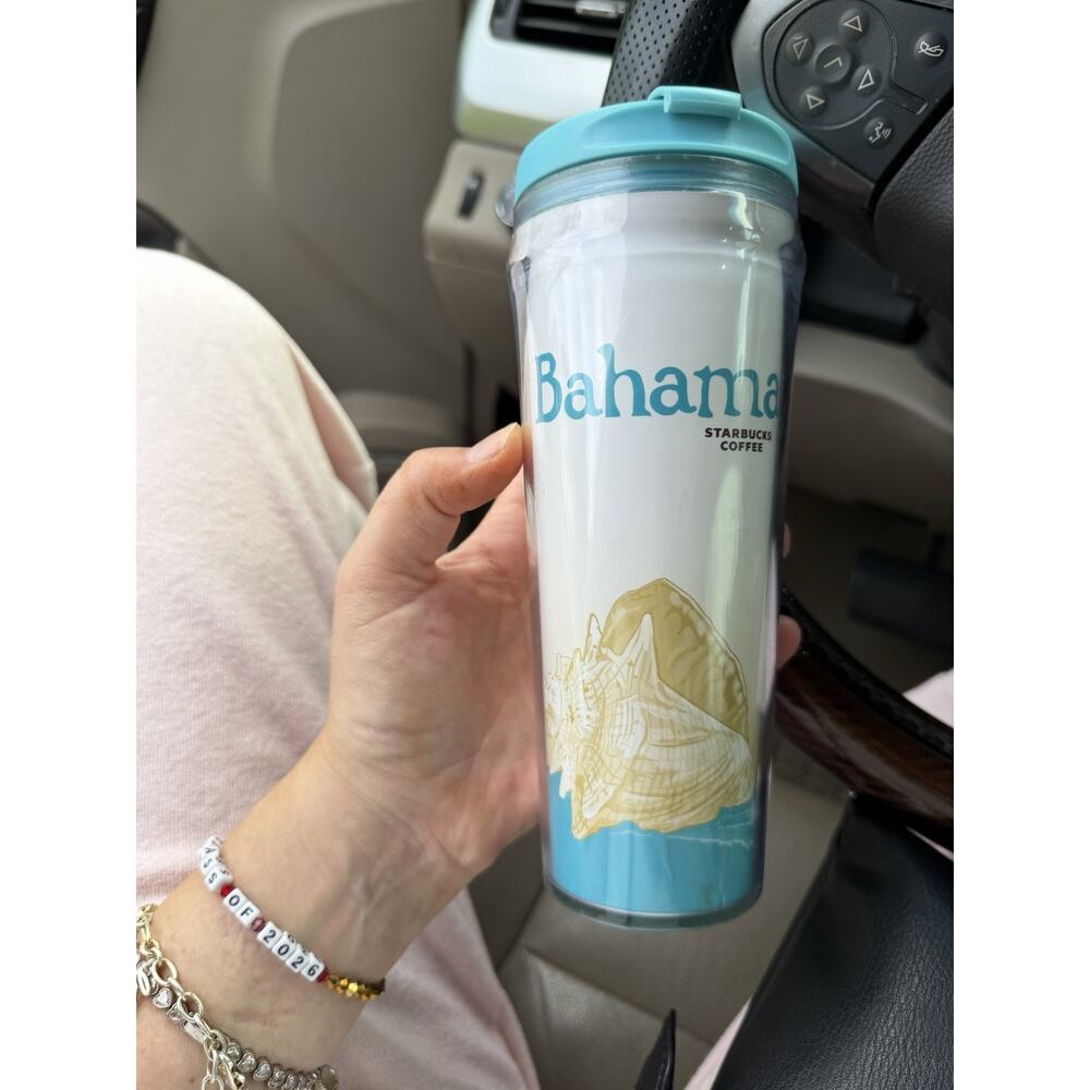 Starbucks Bahamas Travel Tumbler 2004 Aqua Blue Shell Coffee Mug Cup Souvenir